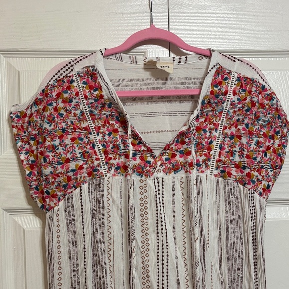 Savanna Jane Floral and Stripe Blouse with Tassels - Picture 4 of 14